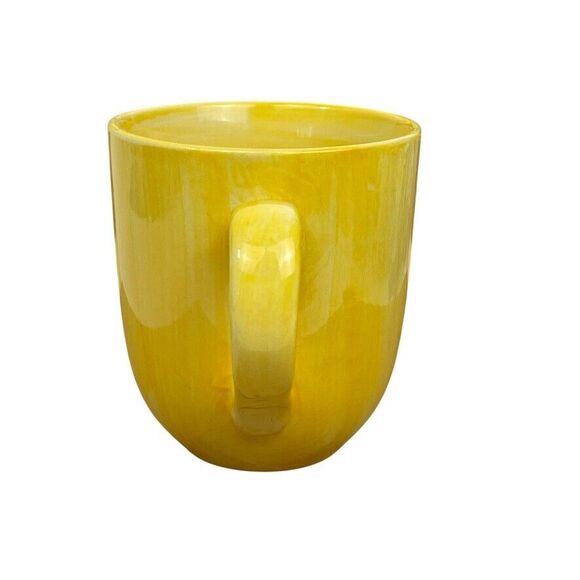 Citrus Grove Yellow Brush Stroke Hand Painted Coffee Mug Minimal Solid Spring - Picture 4 of 7